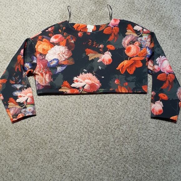 H&M US10 heavy thick floral crop top - Picture 1 of 5